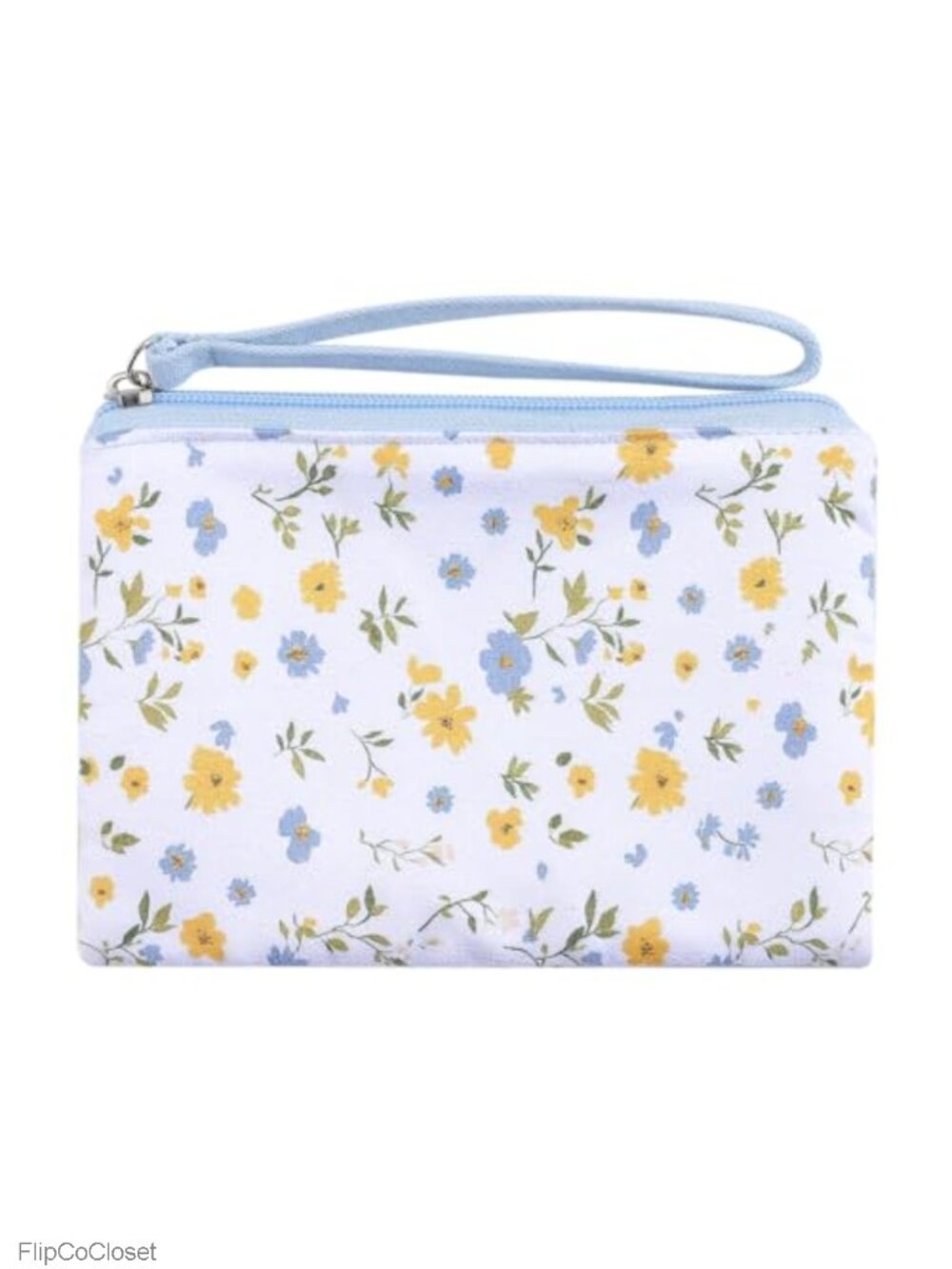 Cotton Floral Mini Organizer Bag Coin Purse with Keychain Key Ring Zipper